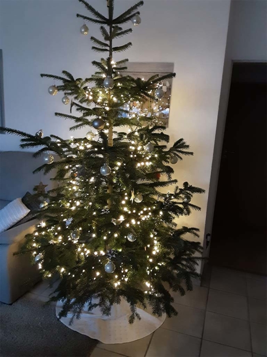 Baum mit silbernen Kugeln